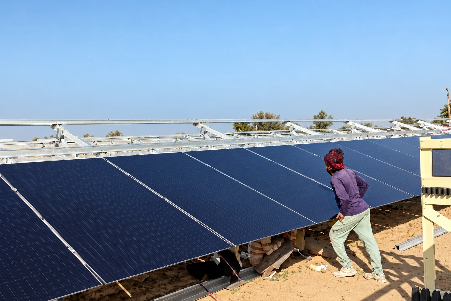 Solar panel installation at the Etawah project